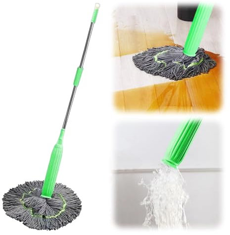 2 in 1 Dehydrated Mop, 2024 Neu Bodenwischer, 360° Drehgelenk wischmopp Wischmopp mit Auswringfunktion, Self Wringing Mop für Fliesen und Laminat (1Set)