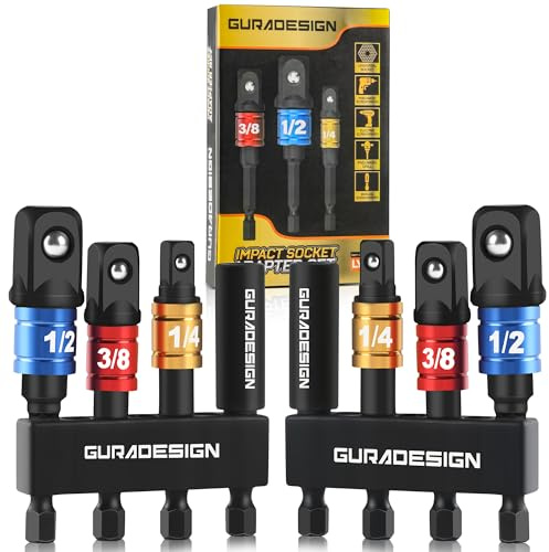 8-Piece Impact Driver Socket Adapter, 1/4, 3/8, and 1/2 Impact Socket Adaptor Set
