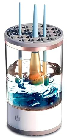 BAARITA Machine de nettoyage automatique de pinceaux de maquillage avec câble USB, nettoyage de brosse cosmétique électrique rotatif pour toutes les tailles de pinceaux de maquillage pour femmes