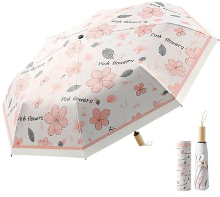 HDUSMTBL umbrella Printed Umbrella, Manual Parasol For Sunny And Rainy Days, Sun Protection And Uv Protection-Begonia Semperflorens-21 Inches
