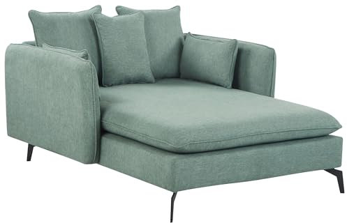 Beliani Chaiselongue Stoffbezug grün mit Mehreren Kissen schlanke Armlehnen Charmes