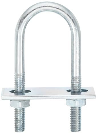 QUARKZMAN 6Pcs Pernos en U Redondos M8, Ancho Interior de 31mm, Longitud de 90mm Perno de Abrazadera en U con Tuercas y Placas, de Acero al Carbono para Reparación Tuberías y Industriale