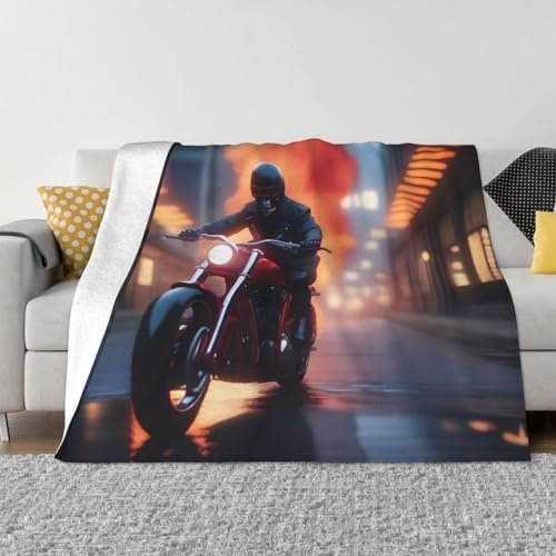 POEZJZW Manta de franela con patrón de esqueleto de motociclista, 40 x 30 pulgadas, manta de cama súper suave y cálida, ropa de cama de invierno, regalos para ella y él