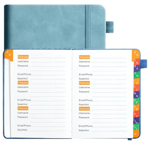 Mxshc Passwort-Logbuch-Keeper, Passwort-Adressbuch - Passwortverwaltung mit alphabetischen Tabs für Websites,Kleines Passwort-Notizbuch für Kontodetails, sensible Daten und Website-Anmeldungen