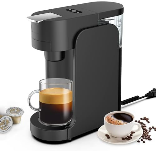 Eznaobo Caffettiere per capsule, K-Mini Caffettiera a cialde K-Cup monouso, 3 misure di infusione, pulsante forte, serbatoio rimovibile da 350 ml, Caffettiera espresso molto per caffè in polvere