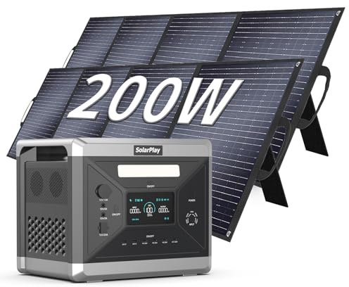 SolarPlay Q2501 Generatore Di Corrente Portatile 2160Wh LiFePO4, 2400W Uscita Continua con Pannello Solare da 2x200W, Ricarica Solare Rapida - Generatore Portatile per Campeggio