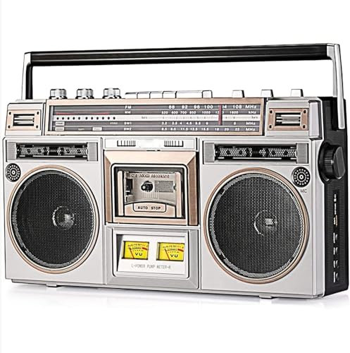 XIHAC 80s Retro Street Bluetooth Boombox, Retro Bluetooth Boombox Cassette Player con Am/FM Radio y Bass Boost, Altavoz Incorporado, 3.5mm Jack para Auriculares, Soporte SD/USB de Entrada