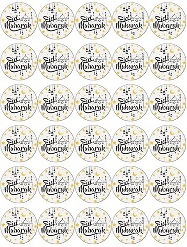 30 Eid Mubarak Ramadan PRE CUT Cupcake Toppers Premium Edible Wafer Paper Fairy Cake Toppers Birthday Celebration Cakes Decorations Party NO CUTTING REQUIRED