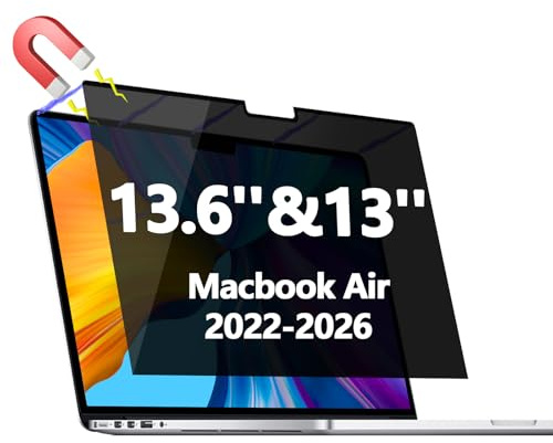 Phimoos Magnetic Privacy Screen Protector for MacBook Air 13.6 & 13 Inch (2022-2026, M2/M3/M4/M5), Removable Anti Spy Glare Blue Light Shield for 13.6 Mac Laptop Privacy Filter