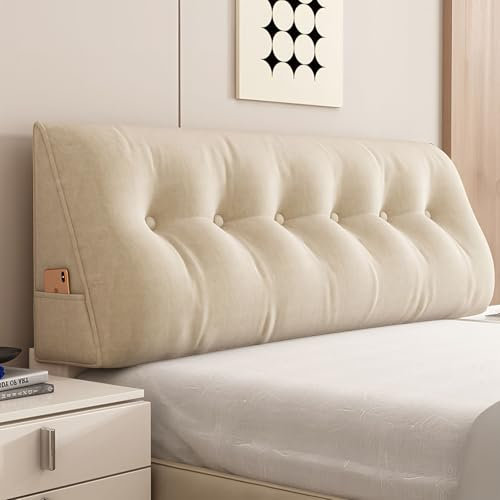 Tresse Rückenkissen Bett, Lesekissen für Bett und Sofa, Bietet Optimalen Supportive Rückenkissen Bett, Bettkissen Rückenlehne mit Praktischen Seitentaschen (B Länge 200cm)