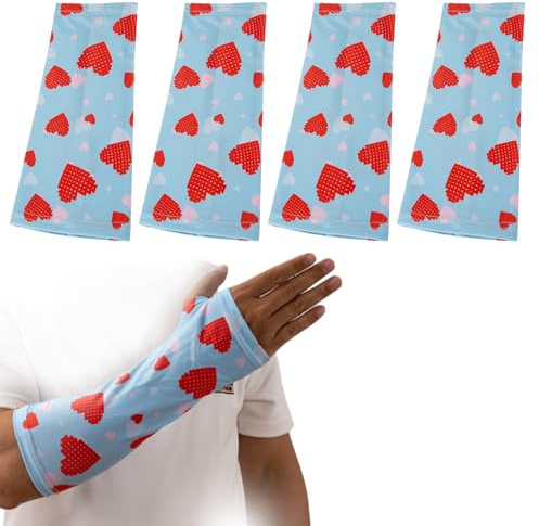 Juego de 4 fundas elásticas para brazo de yeso corto, protector de brazo, funda lavable (corazón)