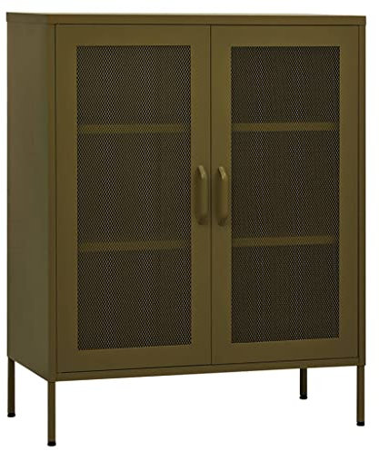 ULUYYUC Aufbewahrungsschrank Werkzeugschrank Sideboard Küche Vorratsschrank Küche - Lagerschrank Olivgrün 80x35x101,5 cm Stahl für Werkstatt Keller Schlafzimmer Balkon