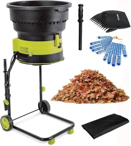 2500W Garden Shredder, Leaf Shredder Mulcher Corded Electric Compost Shredder, with Wheels and Storage Bag, 17:1 Shredding Ratio, Shredding of Wood & Garden Debris,Powercord×40m