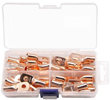 40pcs 6AWG 5/16 3/8 Copper Ring Battery Crimp Terminals Connector Cable Lugs Eyelet 16mm2 Electrical Supplies Bolt Hole