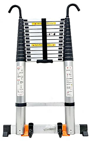 Scala telescopica in alluminio da 8 m per tenda da tetto, design versatile, con ganci, leggera, portatile, ideale per campeggio, avventure all'aria aperta e facile installazione