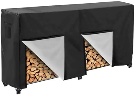 YDYAENIO Housse de protection for porte-bûches de jardin, anti-poussière, double porte, respirante, facile à installer, avec boucle, for extérieur et intérieur pour bois de chauffage