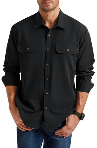 Enlision vardaglig långärmad skjorta för män – slitstark midvikt shacket overshirt, dubbla klafffickor