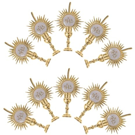 Cabilock 10 Stück Teiliges Goldene Kommunion Cake Topper Religiöse Tortendeko für Taufe Shower Geburtstag Einfache Dekoration für Kinderpartys und Kirchliche Feiern