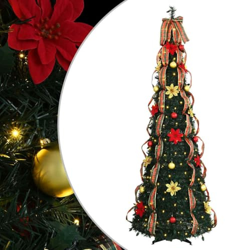 vidaXL Künstlicher Weihnachtsbaum mit 200 LEDs Grün 215 cm PVC