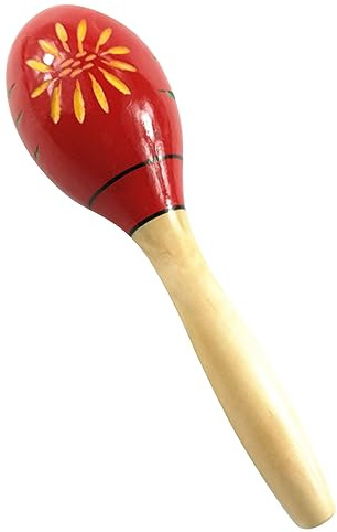 VGEBY Hölzerne Maracas-Rasseln, Handgefertigter Sandhammer für Pädagogische, Musikalische Spaß-Geburtstagsfeiern, Hölzerne Maracas-Musikinstrumente für Kinder und Anfänger (Lange rote geschnitzte