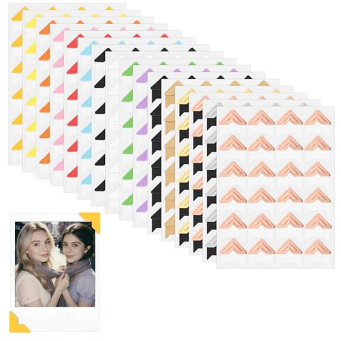 HAGOT 384 Stück Fotoecken Selbstklebend, 16 Blatt, Klebe Fotoecken Aufkleber für Fotoalbum Foto Ecken, für Sammelalben, Foto Klebeecken DIY Album Corner Aufkleber