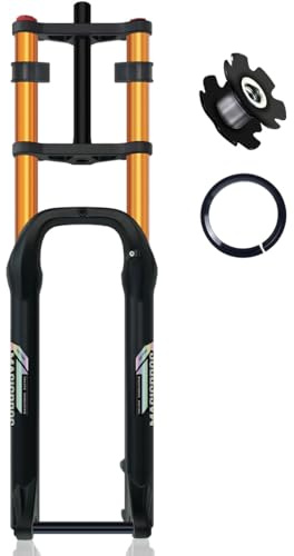 20/26 Zoll Fatbike-Gabel, 4,0-Reifen, Luftfederung, Doppelschulter, 1 1/8-Vorderradscheibenbremse, Steckachse, 15 x 135 mm Federweg, 190 mm einstellbare Zugstufe, geeignet für Schnee und Strand