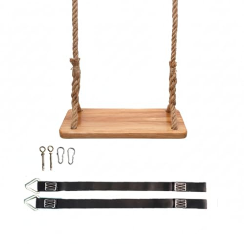 Columpio Trapecio, Columpio de Madera para Exteriores, Madera de Olmo Gruesa para niños con Cuerda Resistente y Piezas metálicas, Asiento de 15, 75x6, 30 Pulgada