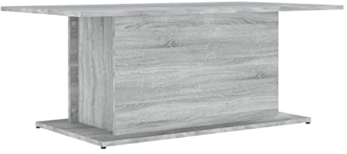 Mhdvray Couchtisch Grau Sonoma 102 x 55,5 x 40 cm - Moderner Wohnzimmertisch aus Holzwerkstoff - Rechteckiger Beistelltisch für Wohnzimmer und Lounge - Stabiler Sofatisch mit Großer Ablage