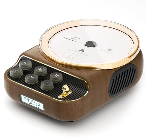Retro Portable CD Player with Speakers, FM Radio for Home, Bluetooth 5.4 | CD Players with LCD Display, 4000 mAh Battery, Built-in Dual 10W Stereo Speakers, Supports USB/AUX/Type-C