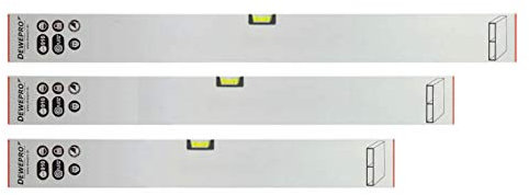 3er Set DEWEPRO® Estrich Richtlatte aus Aluminium 100-150 - 200cm - Setzlatte mit 1 Libelle - Putzlatte, Abziehlatte für glatte Flächen - Richtscheit