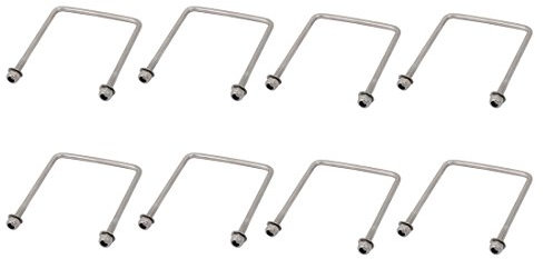 sourcing map M4 Rosca 70mm Longitud 304 Inoxidable Acero Cuadrado U Perno Tono Plateado 8 piezas