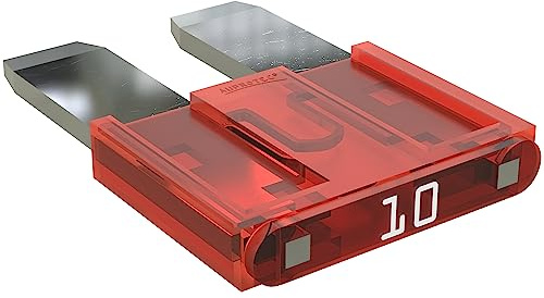AUPROTEC Mini-Flachstecksicherung 10A Ampere rot, 50 Stück | Einzelverbraucher-Absicherung, 32 V/DC, Fahrzeug-Elektrik, ISO 8820-23