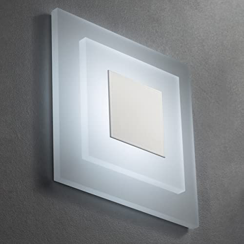 5er SET LED Treppenbeleuchtung Premium SunLED Pyramid 230V 1W Echtes Glas Treppenlicht mit Unterputzdose Treppen-Stufen-Beleuchtung Wandeinbauleuchte (Kaltweiß, Alu: Weiß)