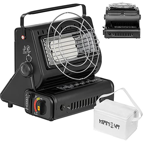 Mianova Keramik Gas Camping Heizung Kocher 90° drehbar 1,3 KW Heizstrahler Gasheizung Campingkocher Gaskocher Notfallkocher ohne Glasflaschen Gaskartuschen