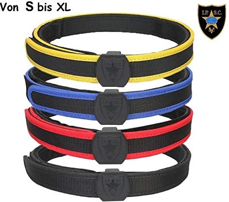 Maximtac IPSC Klett-Gürtel/Koppel in 4 Farben und 4 Größen S-M-L-XL mit Untergürtel und Obergürtel sehr stabil und steif mit Klettverschluss Farbe Gelb, Größe M Taillenumfang 90-110 cm