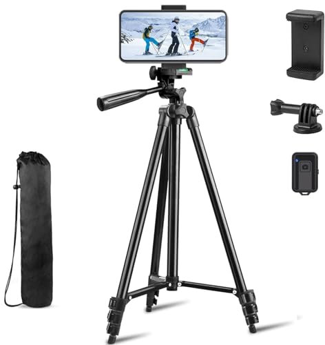 Phone Tripod Stand, IBESTON 42 Inch 106cm Aluminum Lightweight Extendable Tripod with Holder Mount and Bluetooth Wireless Remote Shutter for Camera and for iPhone Samsung and Other Android Smartphones