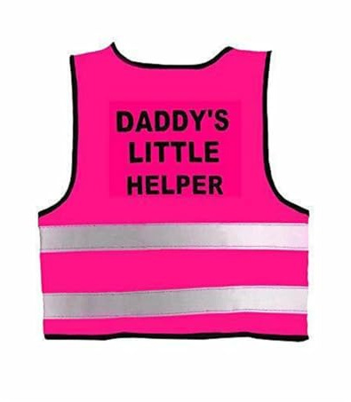 Overdose® Kids High Visibility Hi Viz Safety Schhol Vest Top Hi Vis Baby Waistcoat Childrens Gift (1-2 Yrs, Daddy's Helper Pink)