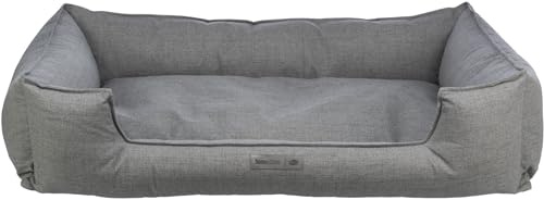 Trixie Hundebett Talis, aus edlem Webstoff – 100 x 70 cm, grau | Elegantes Liegebett aus Webstoff mit fest integriertem Kissen – für mittelgroße Hunde, rutschfest und waschbar