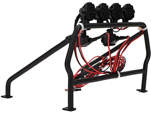 Tbest RC Überrollkäfig, RC Car Metall Überrollkäfig mit 6 LED Lampe passend für 1/10 RC Fahrzeug