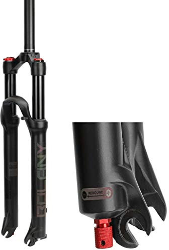 MZP Fahrrad Luftfedergabel 26 27.5 29 In MTB Straight 1-1/8 Federweg 120mm Scheibenbremse RL/HL QR 9mm Fahrradgabel Dämpfungsanpassung (Color : A-Black, Size : 26in)