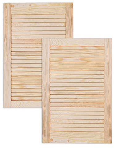 ben+camilla.com Lamellentür Holztür Natur 601 x 394 x 21 mm mit geschlossenen Lamellen für Regale, Schränke, Möbel | Kiefer Holz unbehandelt | Doppel-Paket 2-er Pack
