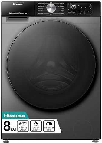 3S Series WF3S8043BT3 8kg WiFi Connected Washing Machine with 1400 rpm - Titanium - A Rated