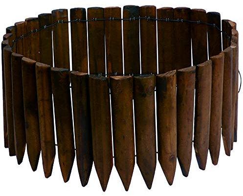 JonesHouseDeco Recinzione in legno per esterni, giardino, prato, paesaggio, flessibile, finitura in legno bruciato, lunghezza 120 cm x altezza 30 cm, marrone scuro