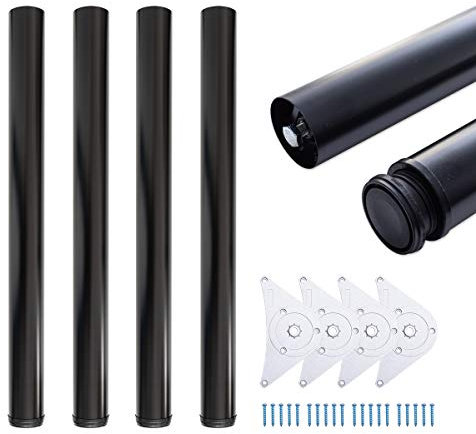 sossai® Premium Tischbeine TBBL | höhenverstellbar | Farbe: Schwarz | 4 Stück | Höhe: 110 cm (1100 mm) einstellbar +2cm | Montagezubehör inklusive