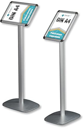 Displaylager - EXPO Infoständer für Plakaten. Hochwertig design mit super funktionalität. Informationsständer in Rostfreie Alu Fußplatte. Infohalter für Quer/Hochformat Einsatz (A4)