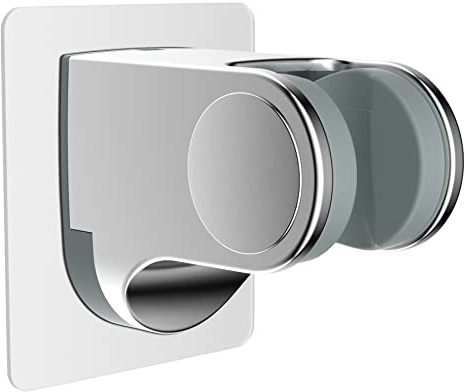 Hibbent Showerhead Holder, Strong Adhesive and Waterproof Handheld Shower Holder and Bracket, Height Adjustable Shower Wand Holder, Wall Mount, No Drilling, Chrome Finish