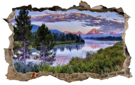 Nature Lake 3D Wall Decor Stickers Smashed Landscape Wall Sticker Trees Wall Tattoo for Nursery Wall Décor Girls Kids Baby Bedroom Bathroom Living Room Home Decor 26 W x 18 H