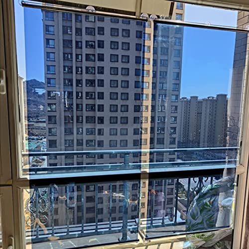 limiao123 Verdunkelungsrollo,Blau Thermoisolierte Rollos Rollo Sonnenschutz Fenster Rollos Mit Saugnäpfen Blackout Einwegspiegel für Zuhause Büro Küche (93x200cm)