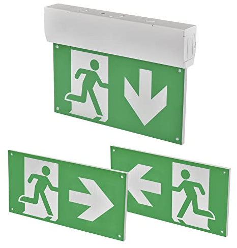 EMOS - Luz LED de Emergencia Con Batería - Iluminación de Salida Con Botón Manual - 3 Unidades - Montaje en Pared y Techo - Luz Blanca Fría - IP20