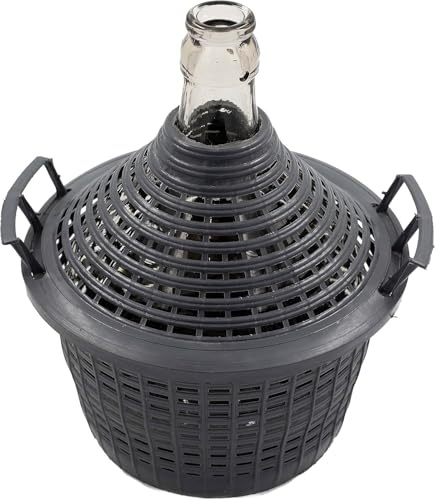 WYSKONT Gärballon mit Kunststoffkorb, Glasballon, Gallone, Weinballon, Weinmacher Set, Gärbehälter, Glasflasche für Gärung Weinherstellung, Flasche, Fermentation, Weinballon zubehör, Glasgärballon 10l